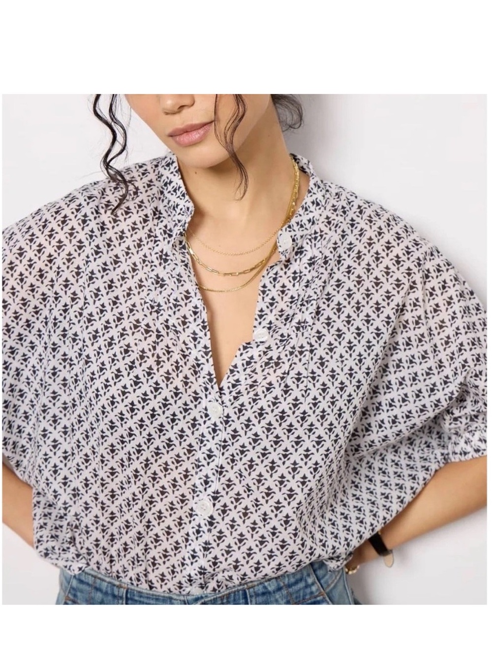 Love, Tomas Emerson Fry Mandarin Collar Blouse - Picture 2 of 8